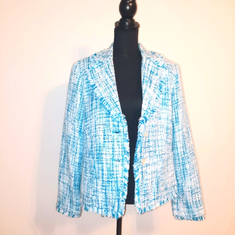 Tweed blazer Blue and White
